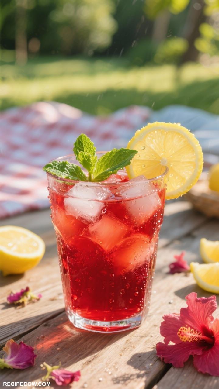 summer meals Refreshing Iced Hibiscus Tea Lemonade