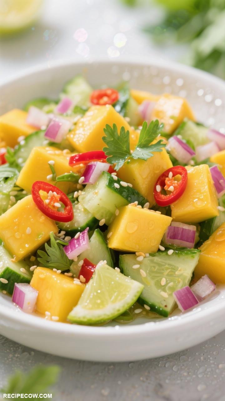 summer meals Spicy Cucumber and Mango Salad