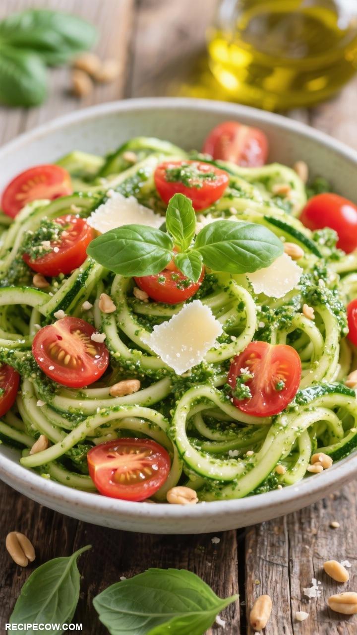 summer meals Zucchini Noodles with Pesto Sauce