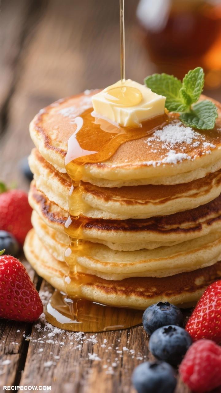 weekend breakfast ideas Fluffy Pancakes with Maple Syrup