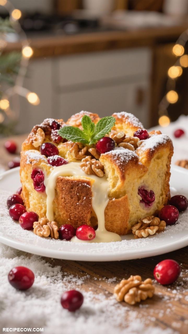 winter meals Cranberry Walnut Bread Pudding