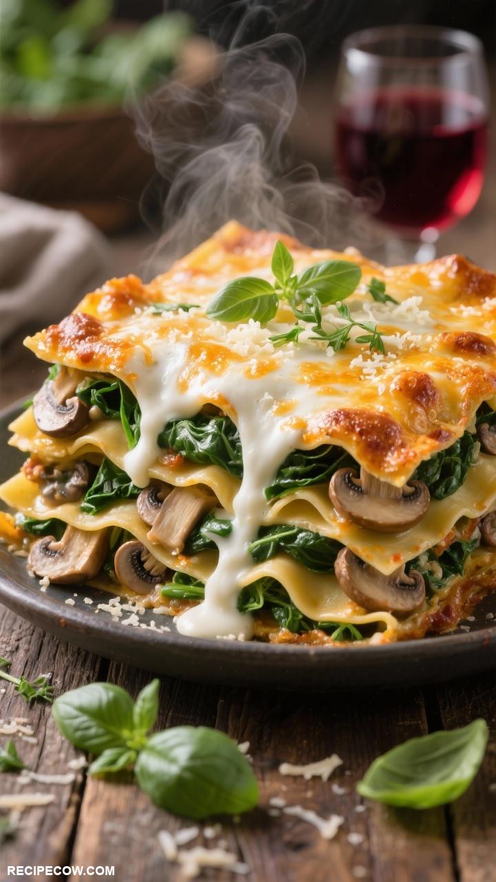 winter meals Mushroom and Spinach Lasagna