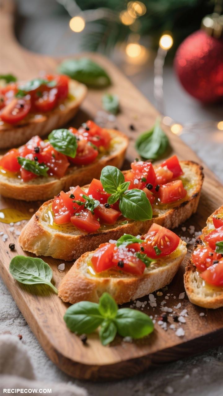 christmas appetizers Bruschetta with Tomato and Basil