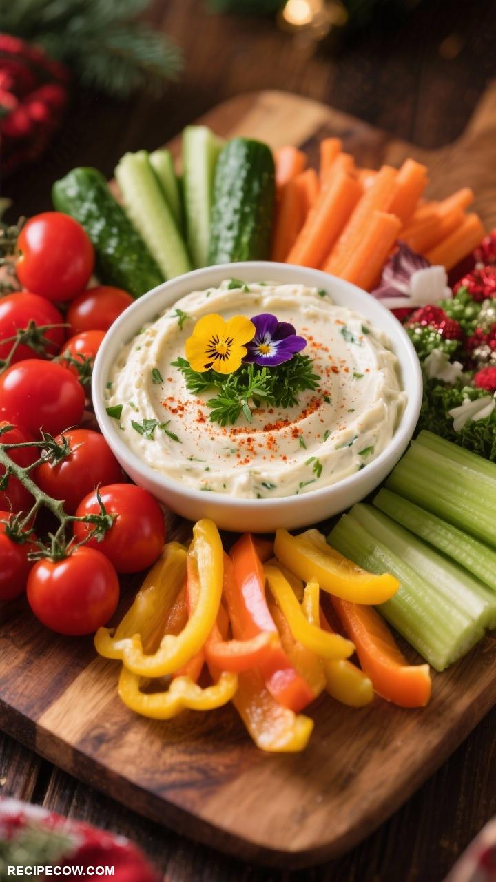 christmas appetizers Holiday Veggie Platter with Dip