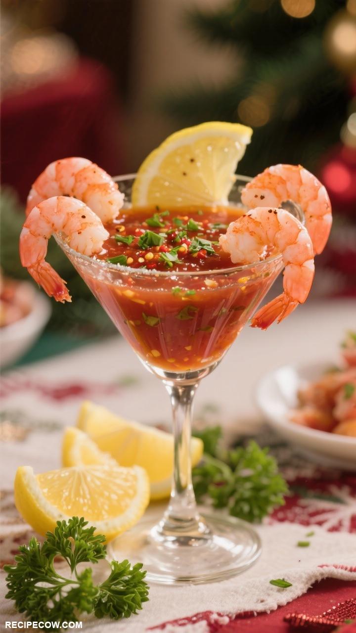 christmas appetizers Shrimp Cocktail with Spicy Sauce