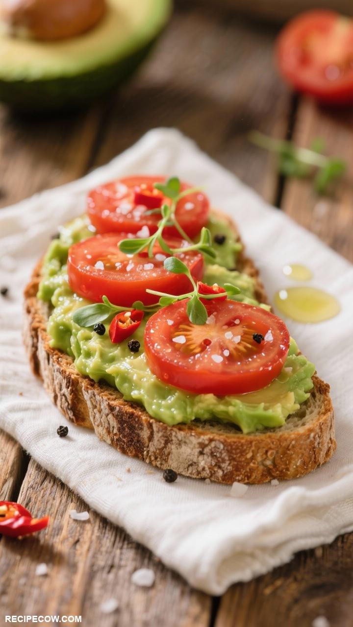 cold breakfast recipes Avocado Toast with Tomato Slices