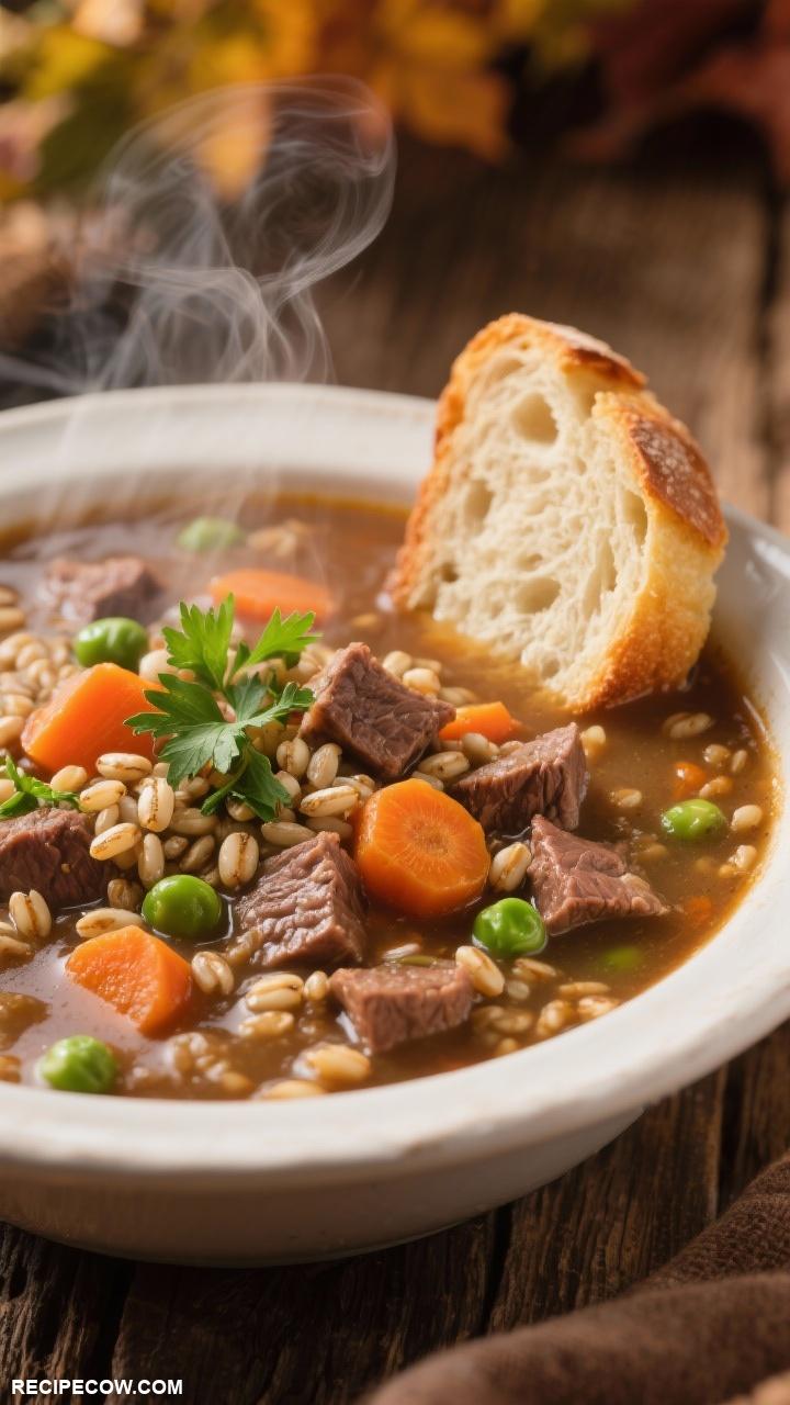 cozy fall meals Beef and Barley Soup