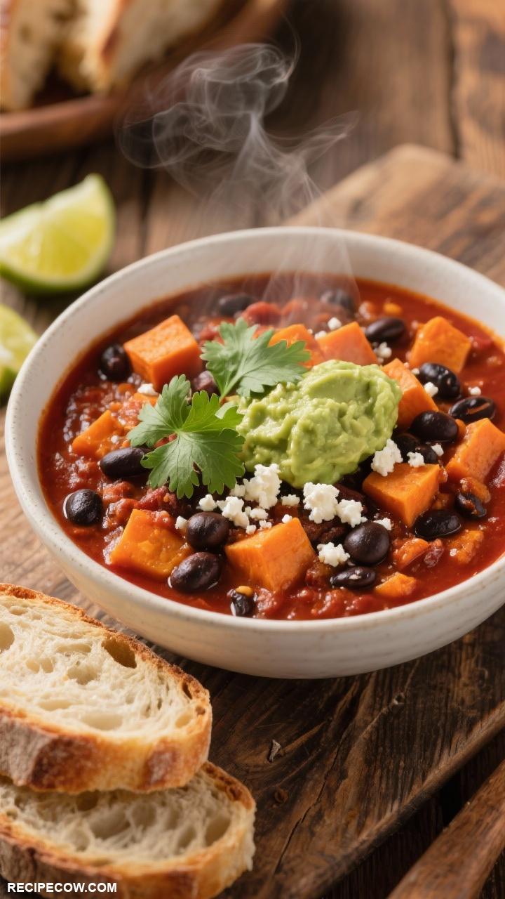 fall meal ideas Sweet Potato and Black Bean Chili