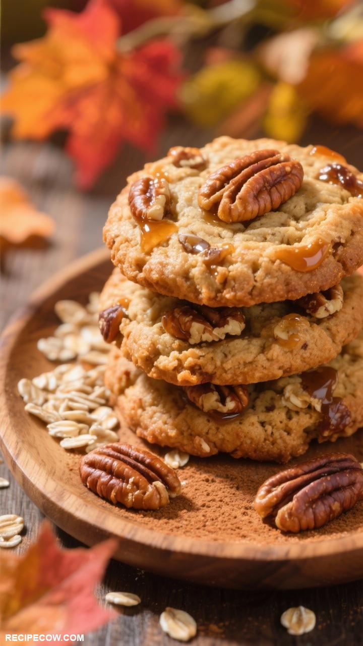 fall themed cookies Maple Pecan Oatmeal Cookies