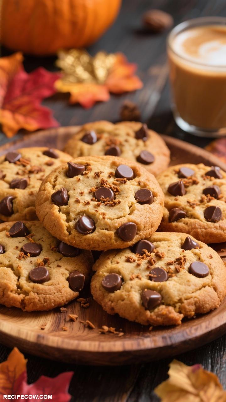 fall themed cookies Pumpkin Spice Chocolate Chip Cookies
