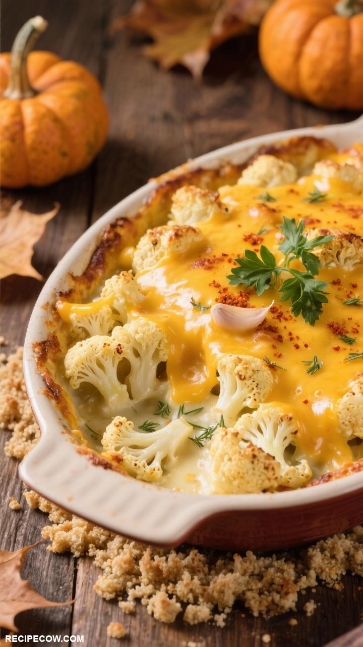 fall veggie recipes Savory Cauliflower and Cheese Bake