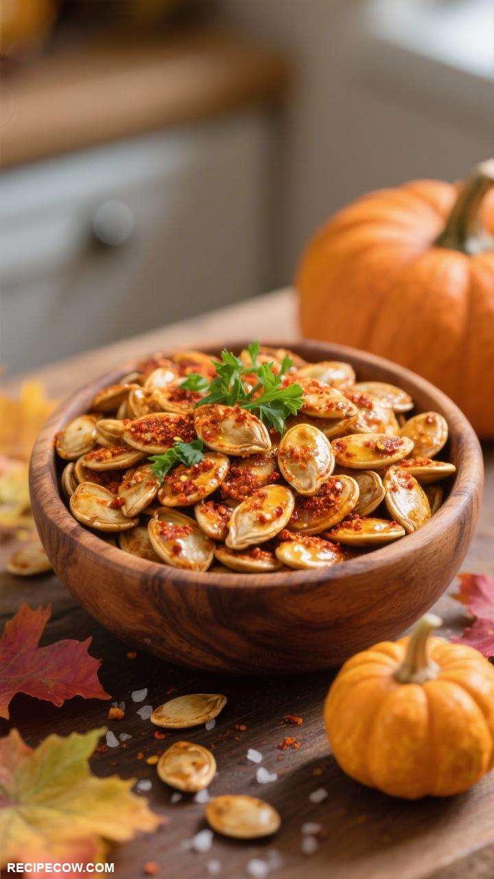 fall veggie recipes Spicy Roasted Pumpkin Seeds