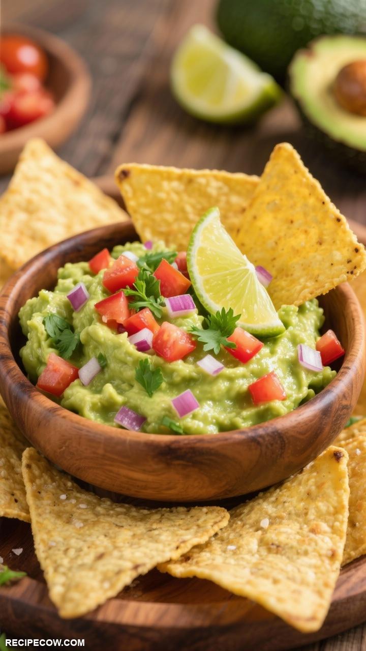 game day appetizers Zesty Guacamole and Tortilla Chips