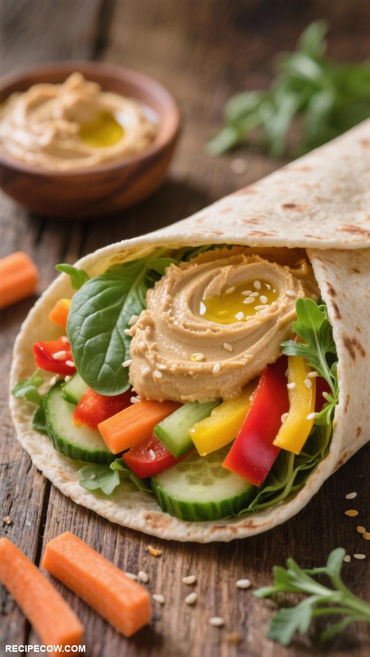 no cook lunch ideas Hummus and Vegetable Wraps