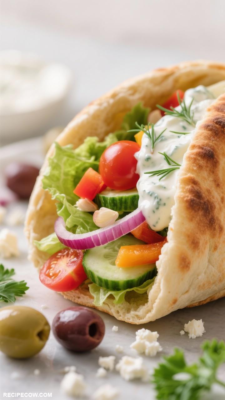 no cook lunch ideas Mediterranean Pita with Tzatziki Sauce