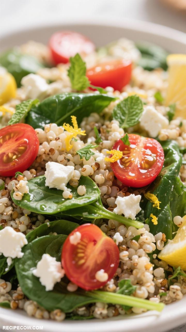 no cook lunch ideas Quinoa Salad with Feta and Spinach