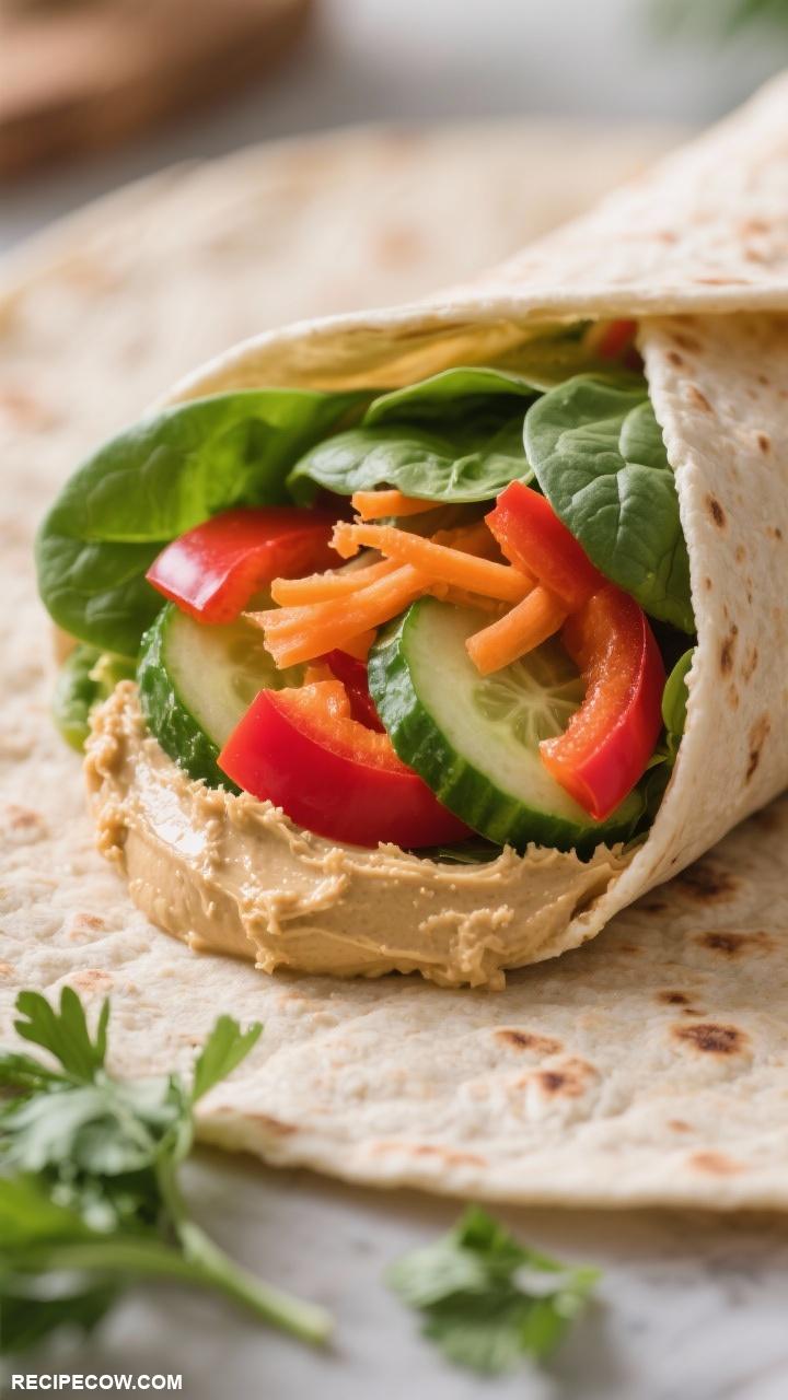 quick lunch ideas Veggie Wrap with Hummus Spread