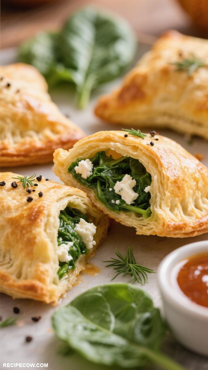 thanksgiving appetizers Spinach and Feta Stuffed Puff Pastry