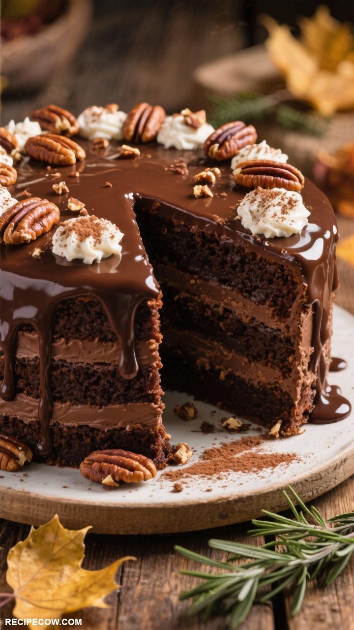 thanksgiving cake ideas Chocolate Bourbon Pecan Cake