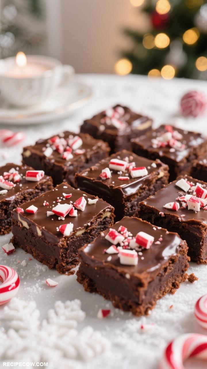 christmas desserts Peppermint Bark Brownies