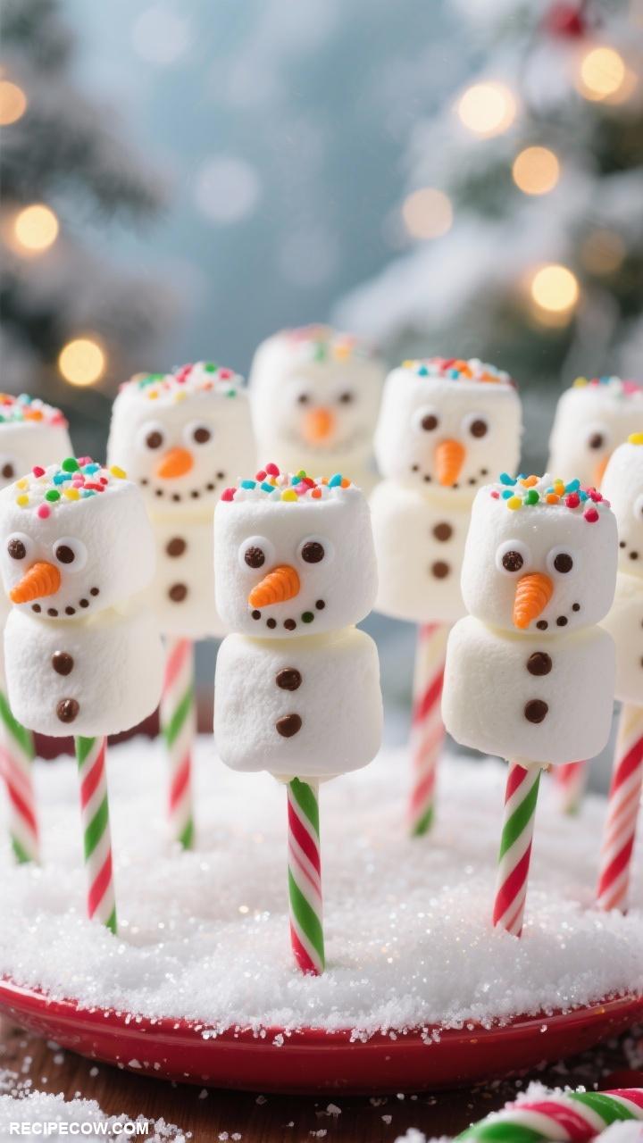 christmas desserts Snowman Marshmallow Pops