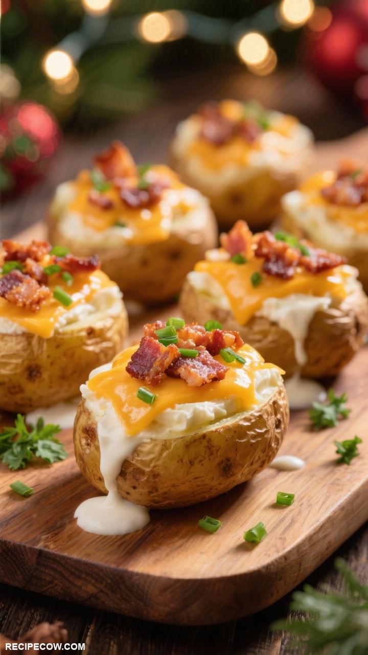 christmas finger foods Cheesy Bacon Stuffed Mini Potatoes