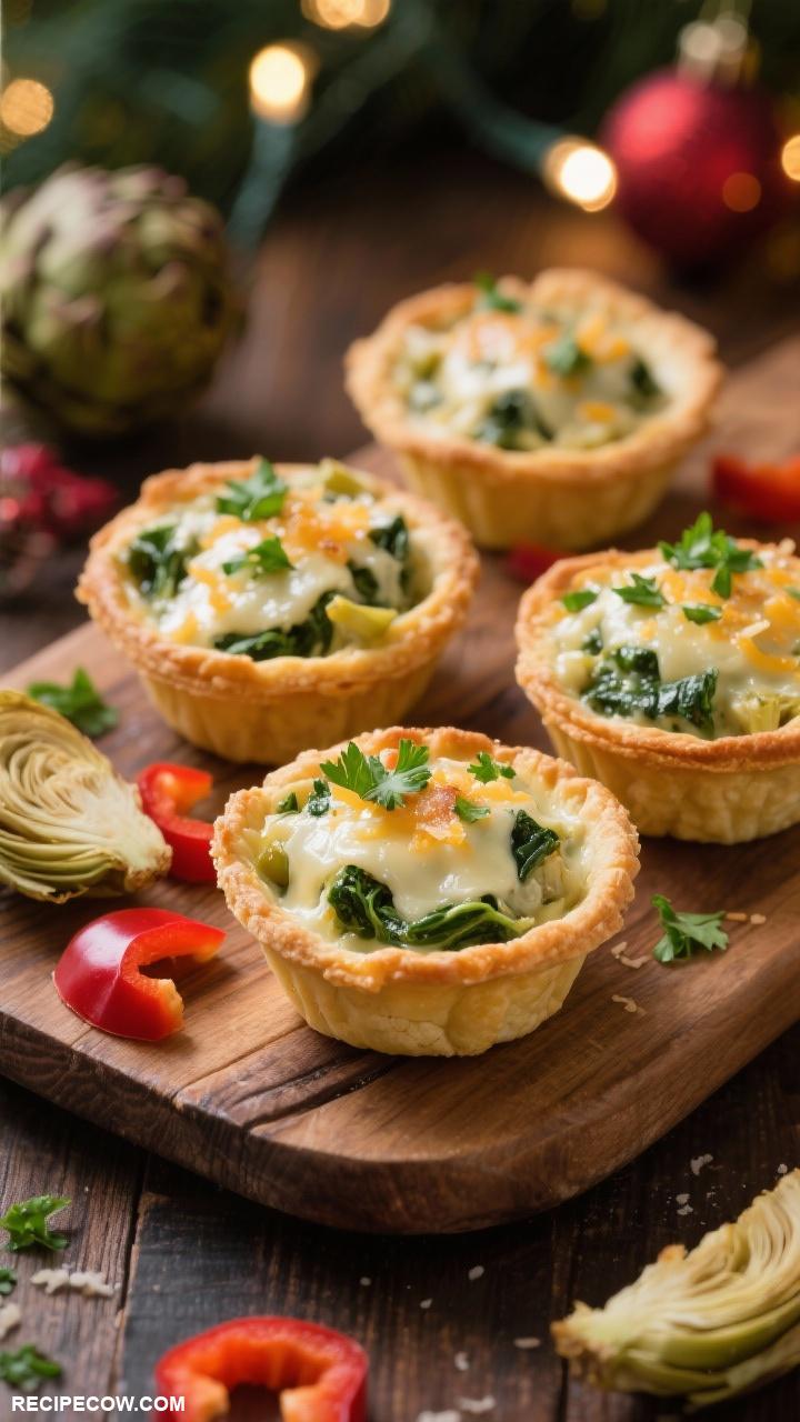 christmas finger foods Festive Spinach Artichoke Dip Cups
