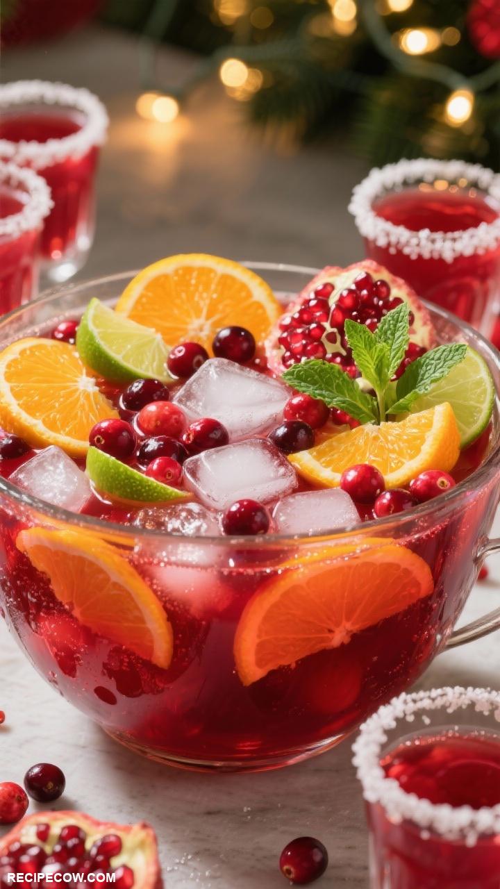 christmas finger foods Holiday Punch with Fresh Fruit Garnish