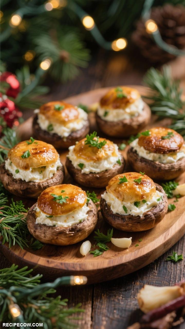 christmas finger foods Stuffed Mushrooms with Cream Cheese Filling