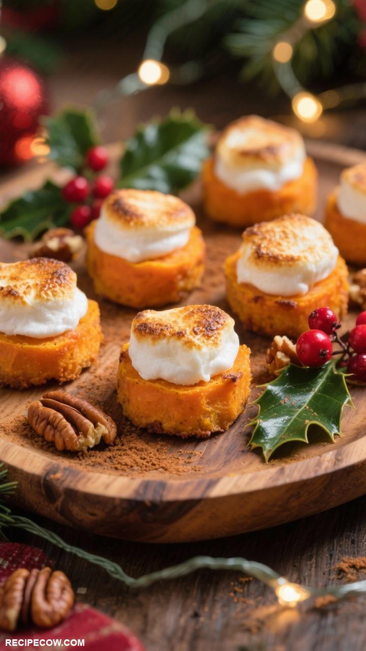 christmas finger foods Sweet Potato Bites with Marshmallow Topping