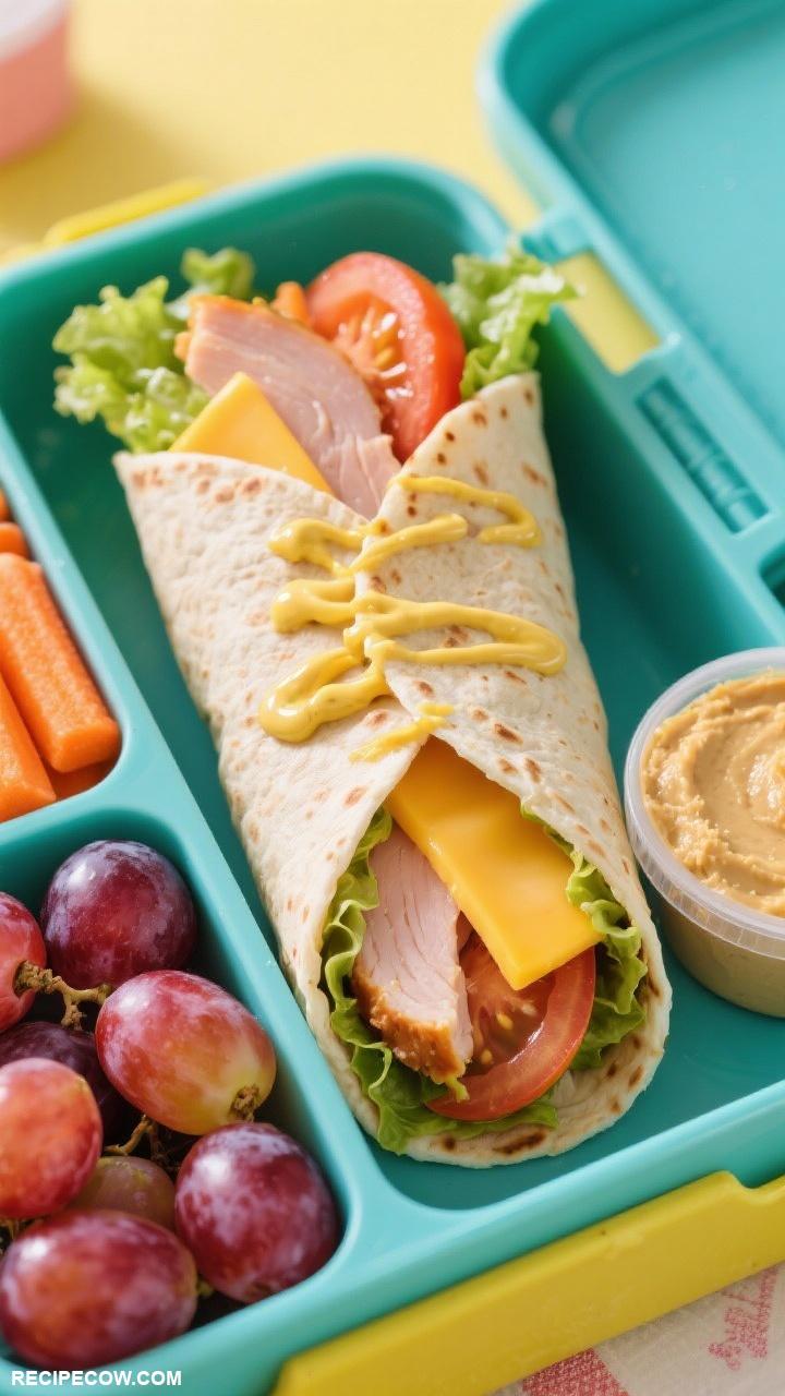 cold lunch box recipes Turkey and Cheese Wraps