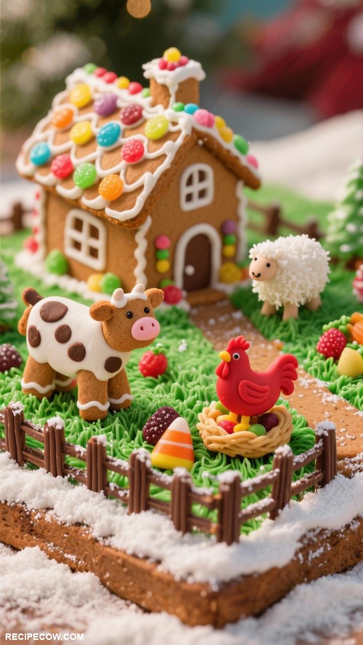 gingerbread house ideas Gingerbread Farm with Edible Animals