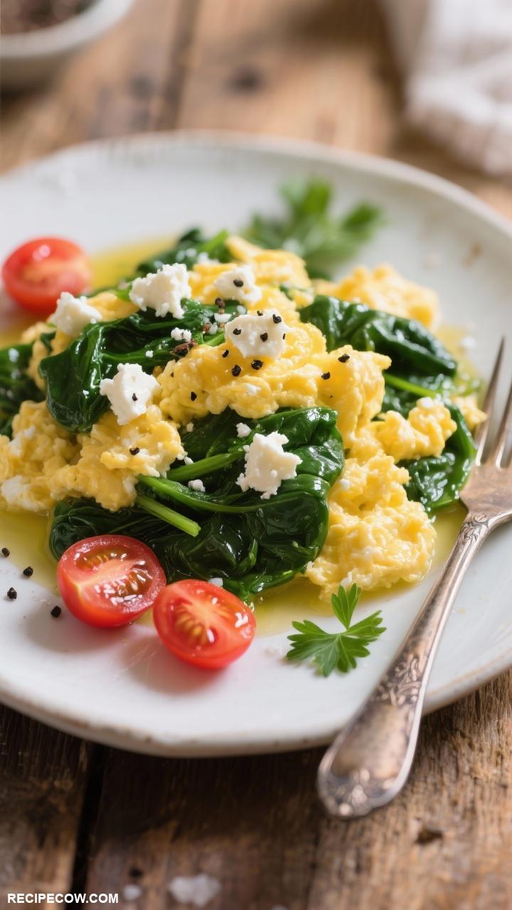 healthy breakfast ideas Scrambled Eggs with Spinach