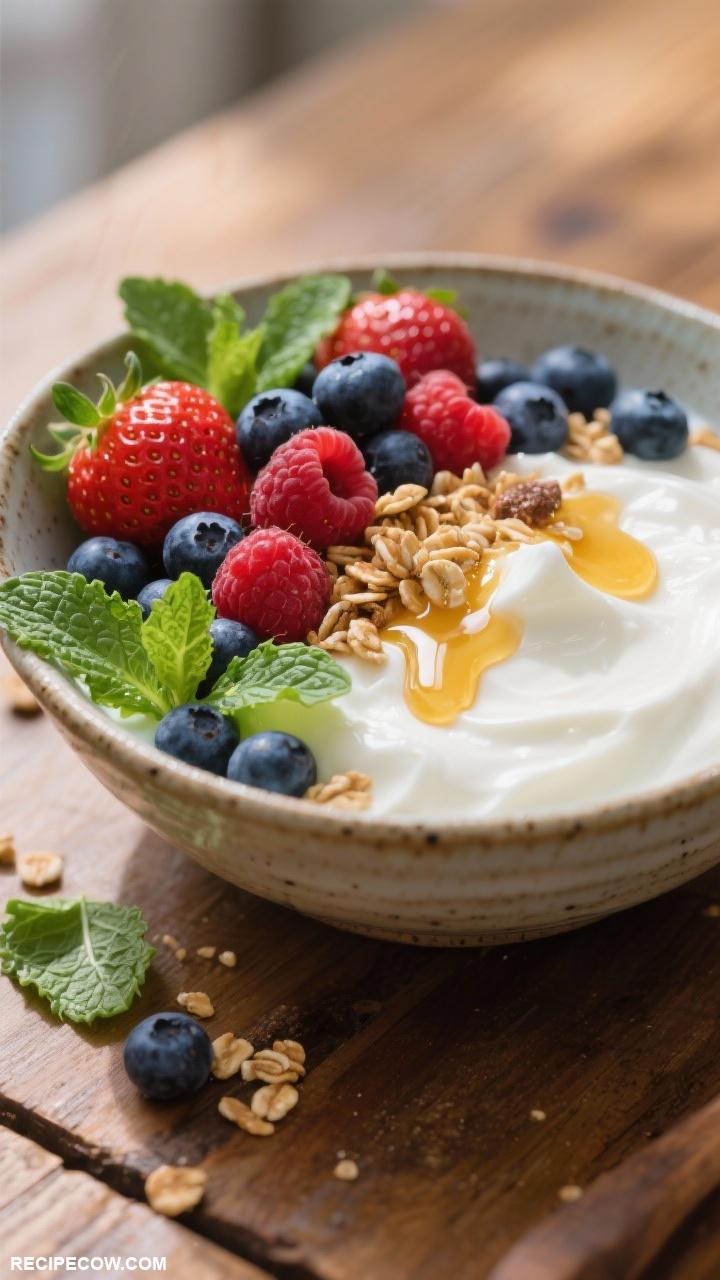 low calorie breakfast Greek Yogurt with Fresh Berries