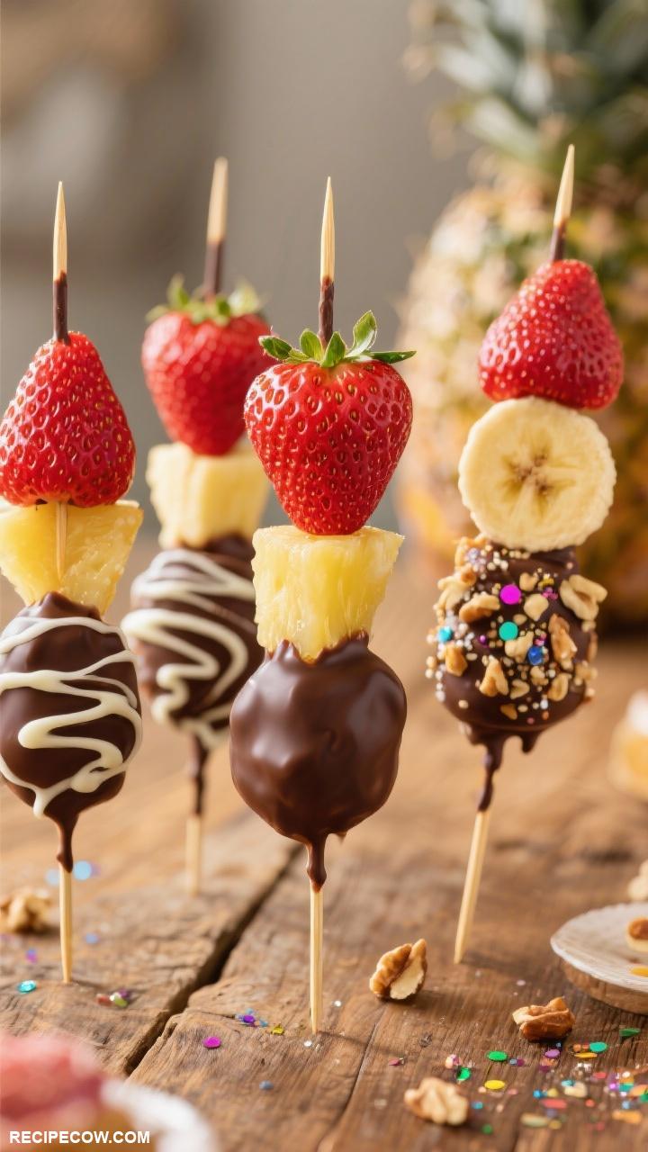 mini dessert ideas Chocolate Dipped Fruit Skewers