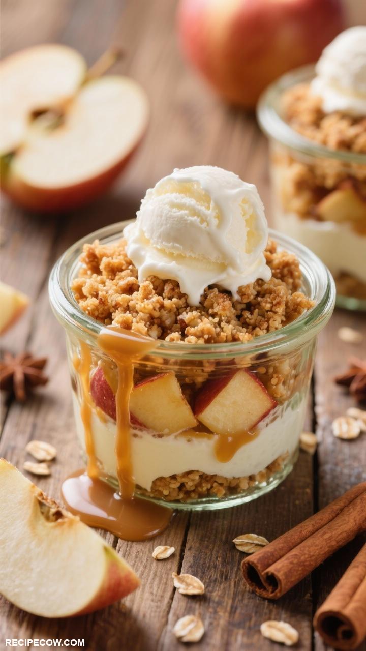 mini dessert ideas Spiced Apple Crisp in Jars