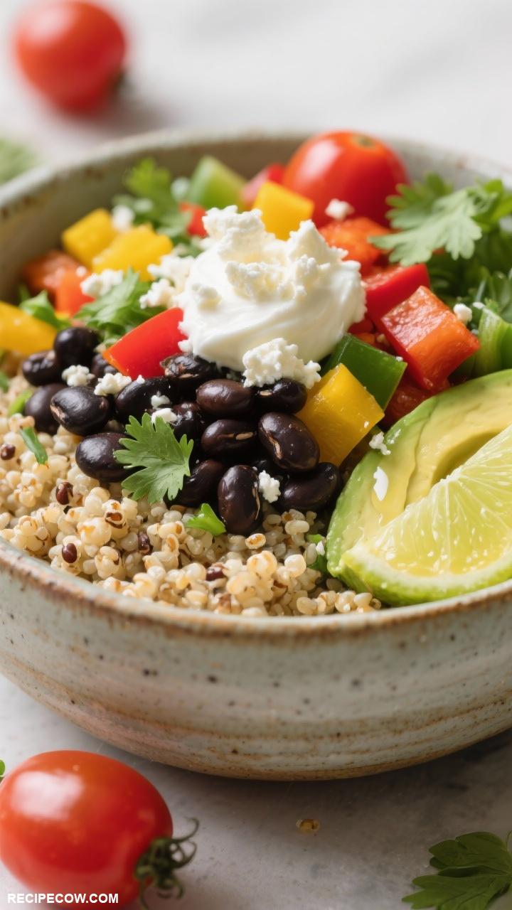 protein packed lunch recipes Quinoa Black Bean Bowl
