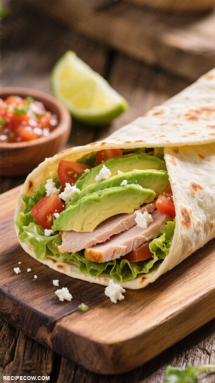 protein packed lunch recipes Turkey and Avocado Wrap