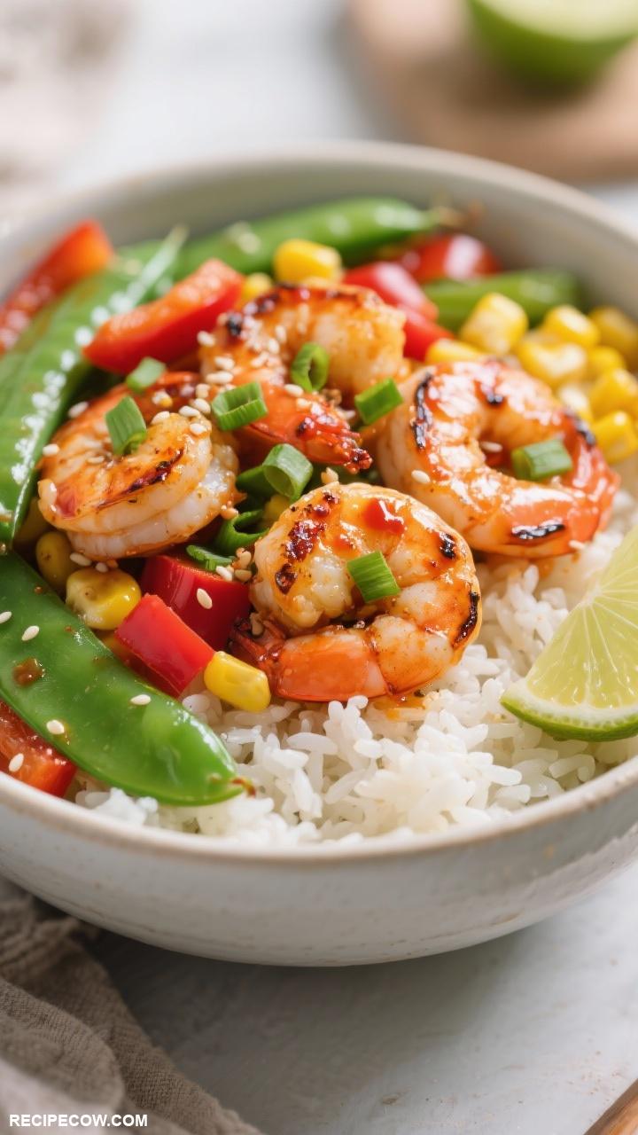 rice cooker recipes Spicy Shrimp and Veggie Rice Bowl