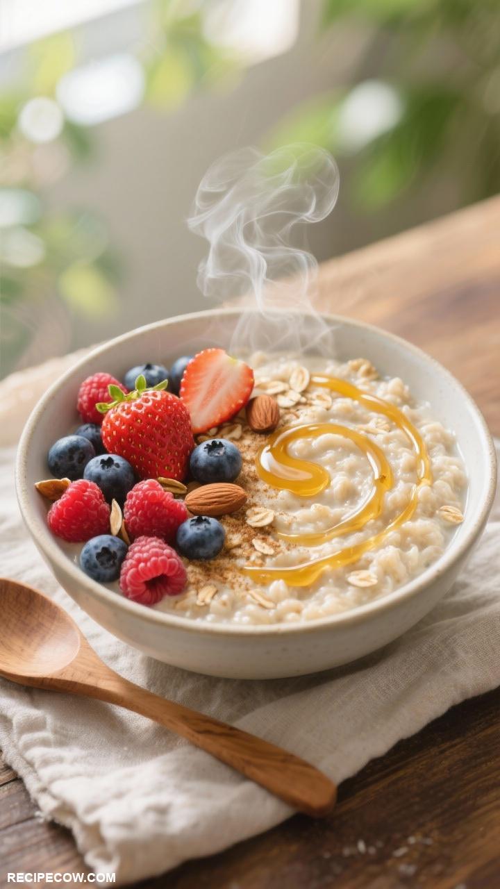 simple breakfast ideas Oatmeal with Honey and Berries