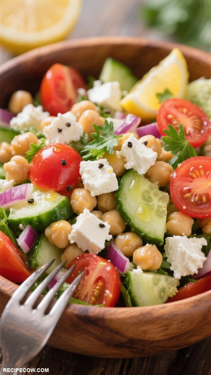 simple lunch recipes Chickpea Salad with Feta Cheese