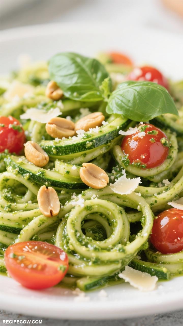 simple lunch recipes Zucchini Noodles with Pesto Sauce