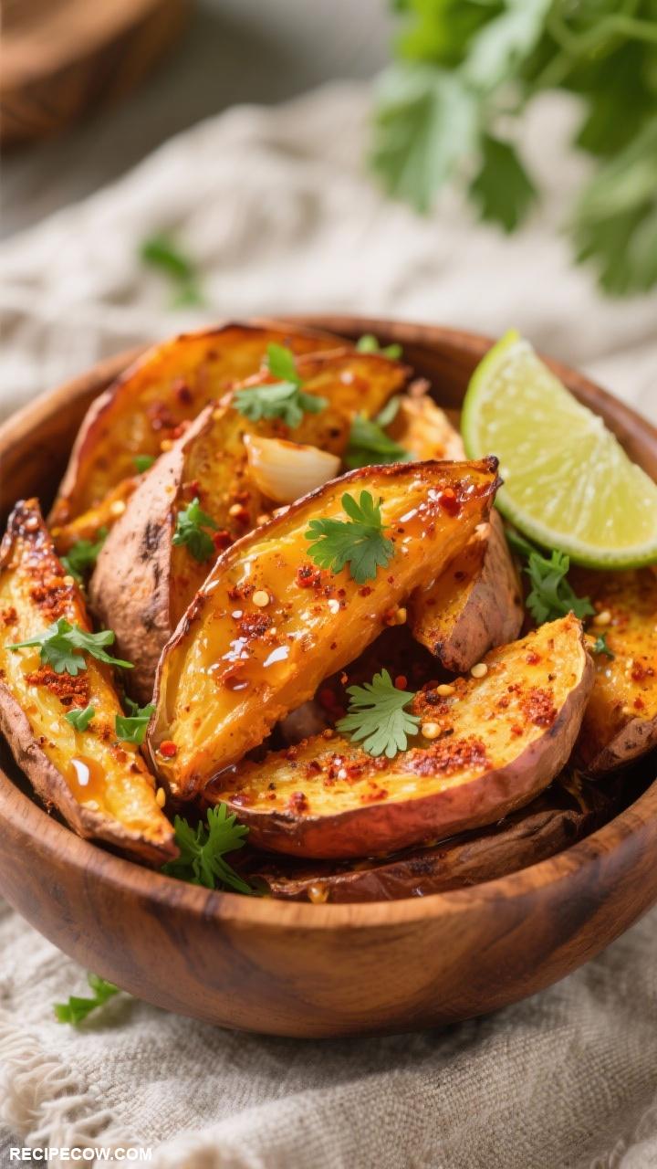 vegan sides Spicy Roasted Sweet Potatoes