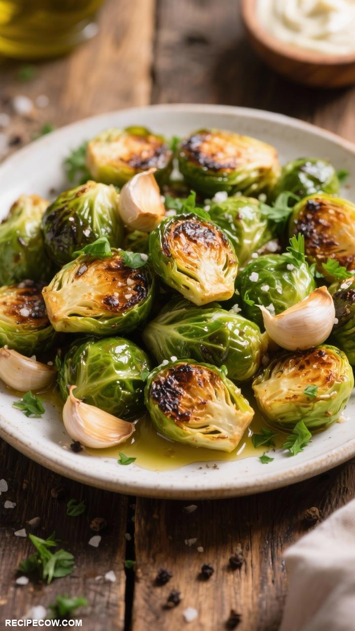 vegetarian side dishes Garlic Roasted Brussels Sprouts