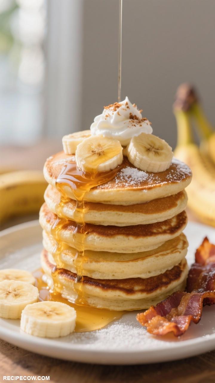 weekend brunch Fluffy Banana Pancakes Stack