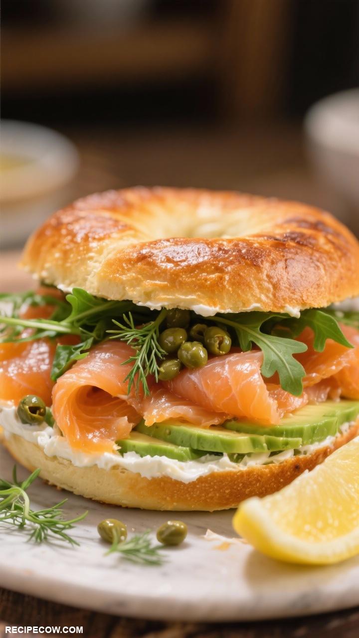 weekend brunch Smoked Salmon Bagel Sandwiches