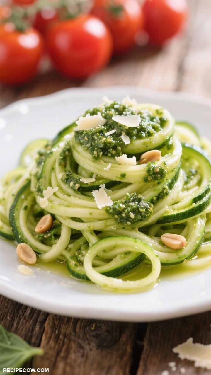 Low carb sides Zucchini Noodles with Pesto