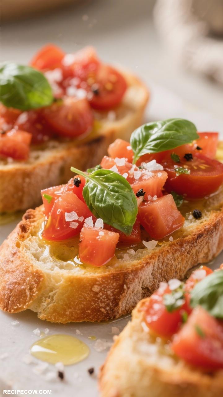 Quick appetizers Classic Bruschetta with Tomatoes and Basil