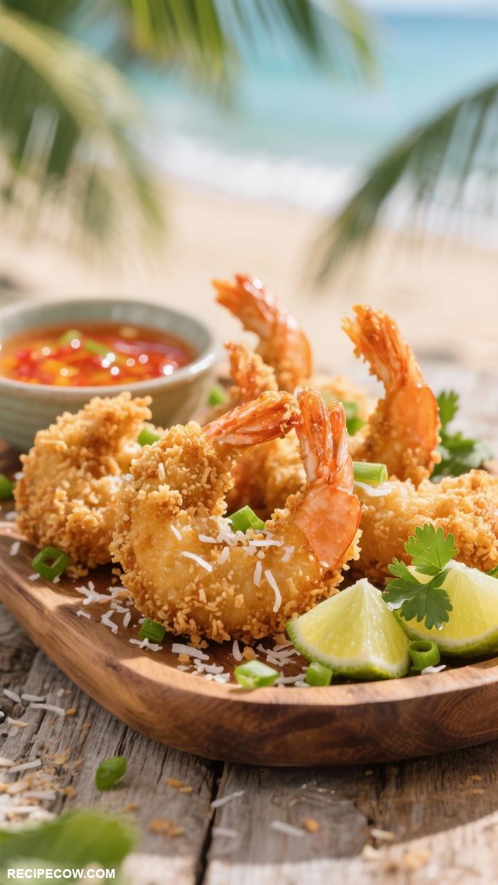 Quick appetizers Crispy Coconut Shrimp with Dipping Sauce