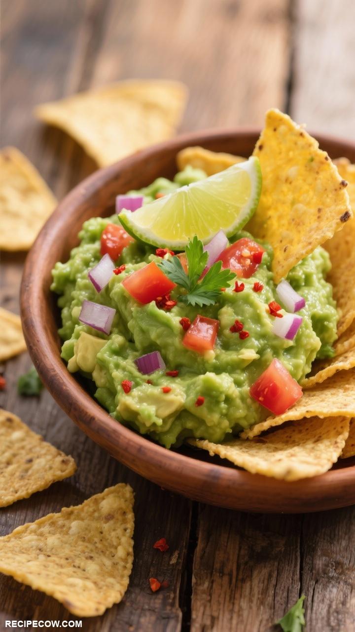 Quick appetizers Homemade Guacamole with Tortilla Chips